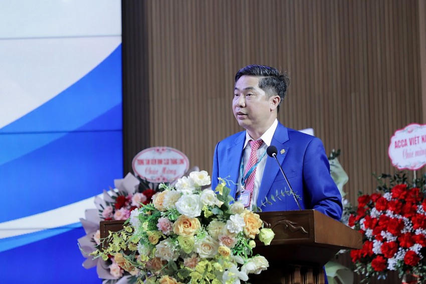 NGƯT.PGS.TS Nguyễn Đào Tùng - Giám đốc Học viện Tài chính phát biểu tại buổi lễ.