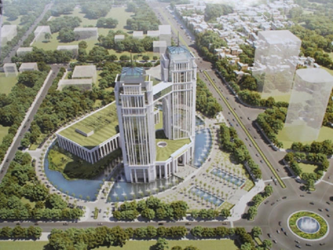 Phối cảnh trung tâm hành chính tập trung 2178 tỷ đồng của tỉnh Nghệ An