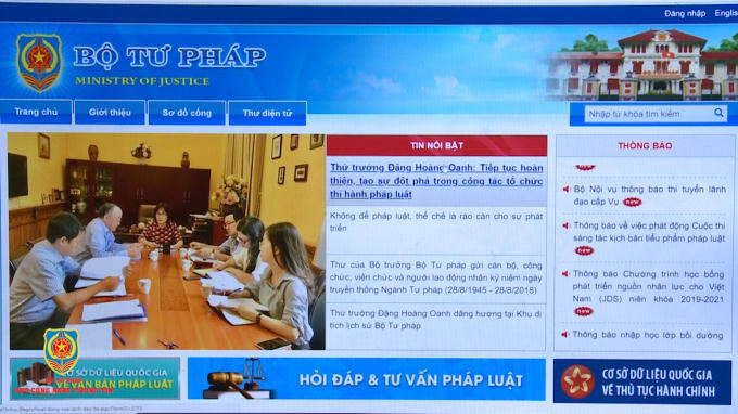 Cổng thông tin điện tử của Bộ Tư pháp luôn được đánh giá là Cổng thông tin điện tử có số lượng truy cập nhiều nhất trong số các Cổng thông tin của Bộ, ngành.