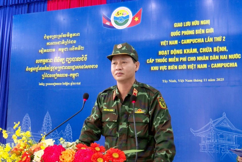 Thiếu tướng Trần Công Trường, Phó Cục trưởng Cục Quân y, Tổng cục Hậu cần - Kỹ thuật phát biểu tại chương trình