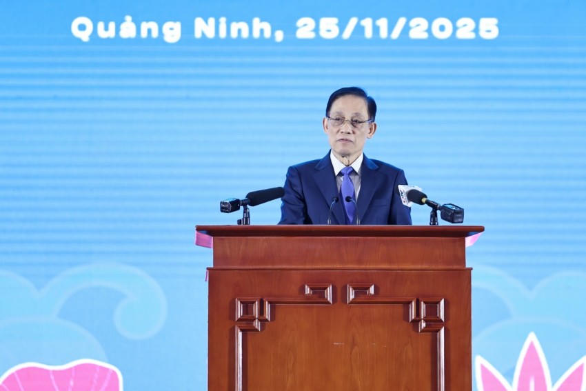 Bộ trưởng Bộ Ngoại giao Lê Hoài Trung phát biểu tại Diễn đàn - Ảnh: VGP/Nhật Bắc