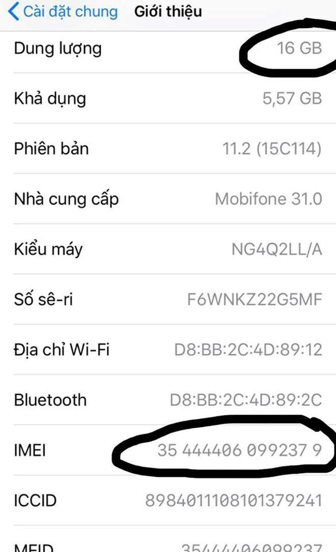 Tuy nhiên khi nhận lại máy thì thông số lại hoàn toàn khác...