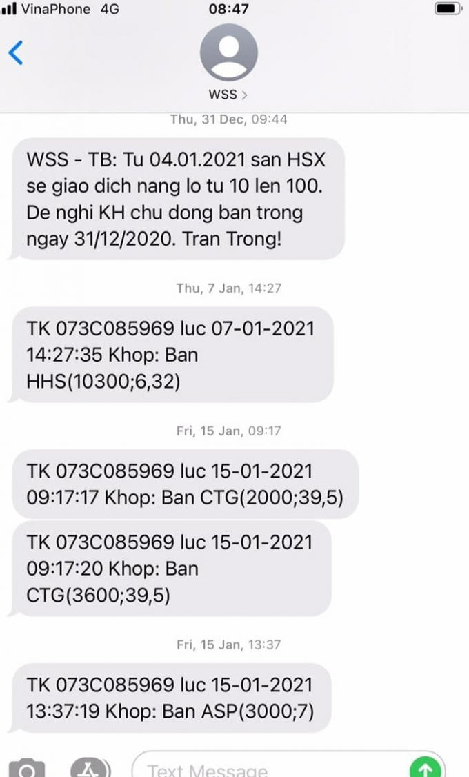 Các giao dịch mua, bán trước ngày 25/01/2021 vẫn khớp lệnh bình thường