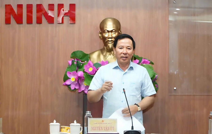 Chủ tịch UBND tỉnh Tây Ninh Nguyễn Văn Út phát biểu chỉ đạo.