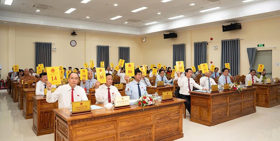 2. Các đại biểu HĐND tỉnh thông qua nghị quyết tại kỳ họp
