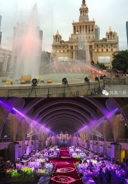 Huỳnh Hiểu Minh: Trung tâm triển lãm Thượng Hải, chi phí thuê 6 NDT (21,000 đồng)/m2. Với diện tích 80.000m2/ngày, tổng cộng 500.000 NDT (1,7 tỉ đồng). Chi phí trang trí thành lễ đường như cổ tích trong tổng thời gian 2 ngày 10 triệu NDT (35 tỉ đồng).