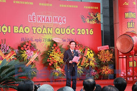 Đồng chí Võ Văn Thưởng – Trưởng ban Tuyên giáo TW chia sẻ trong buổi lễ. Ảnh: Loan Bảo.