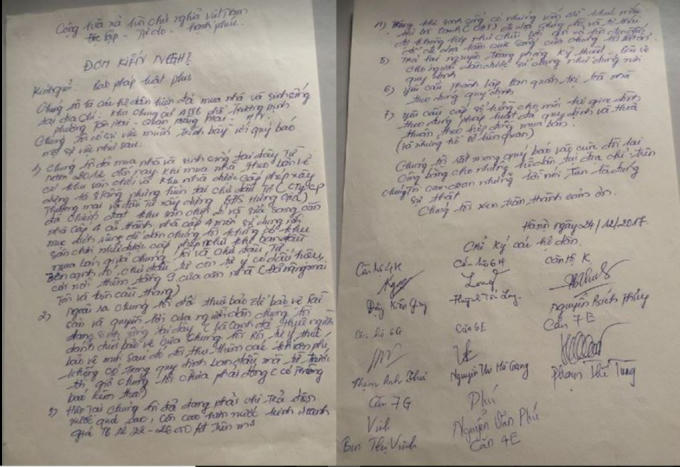 Đơn thư của các hộ dân gửi lên tòa soạn Phapluatplus.vn