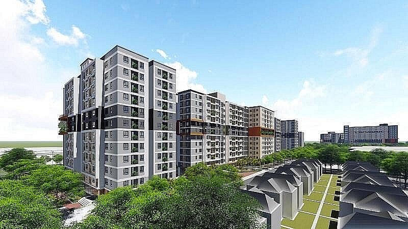 Phối cảnh công trình CT3 thuộc Dự án đầu tư xây dựng nhà ở xã hội trong Khu đô thị mới Kim Chung (xã Kim Chung, huyện Đông Anh, Hà Nội). Ảnh: Viglacera