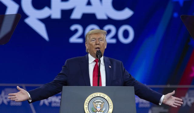 Tổng thống Mỹ Donald Trump dự hội nghị CPAC 2020 ở bang Maryland. (Ảnh: Getty)