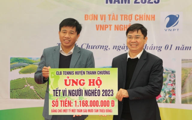 Nghệ An: Vận động hơn 1,1 tỷ đồng ủng hộ người nghèo từ giải Tennis phong trào