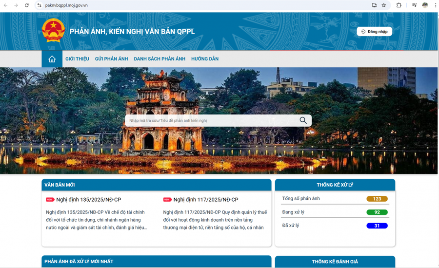 Triển khai tích hợp Hệ thống thông tin tiếp nhận, xử lý phản ánh, kiến nghị về văn bản quy phạm pháp luật trước ngày 20/6