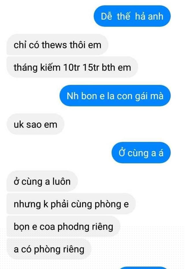 Một đoạn chat giữa nữ sinh lớp 7 với một chủ tài khoản dụ dỗ ra Hà Nội làm