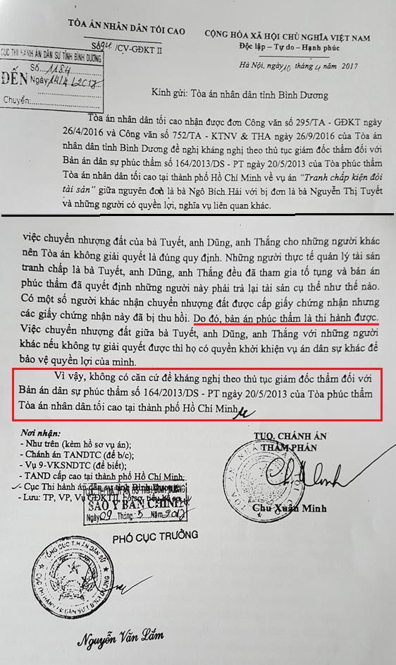Công văn số 94/CV-GĐKT II của TAND Tối cao.