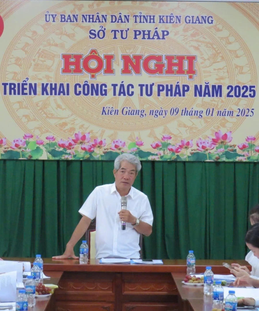Ông Trần Văn Khái, Giám đốc Sở Tư pháp Kiên Giang phát biểu