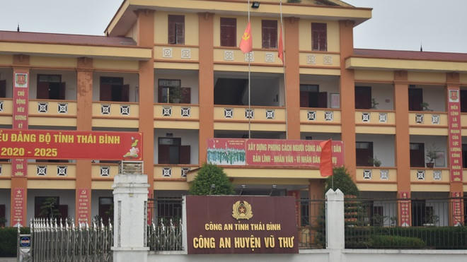 Công an huyện Vũ Thư, nơi xảy ra vụ việc. Ảnhh: CTV