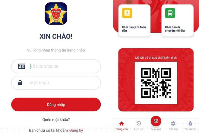 Giao diện phần mềm VNEID của Bộ Công an. (Ảnh: Chụp màn hình).