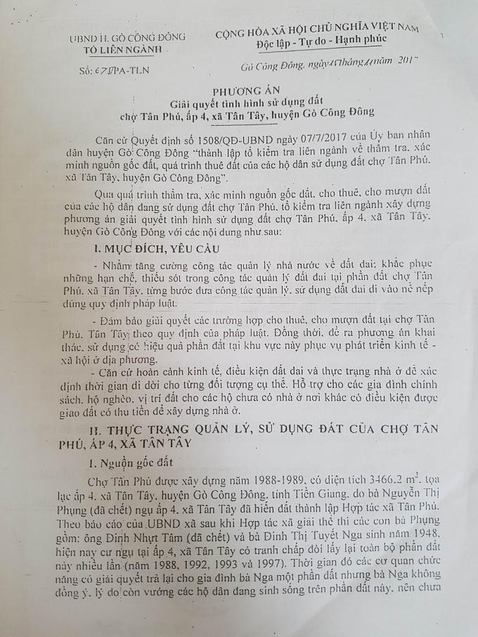 Văn bản số 675/PA-TLN của tổ liên ngành huyện Gò Công Đông.