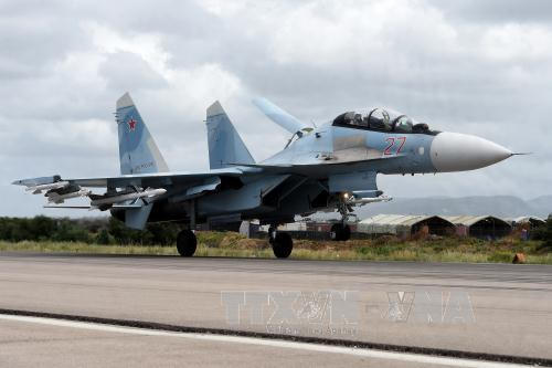 Máy bay ném bom Sukhoi Su-35 của Nga tại căn cứ quân sự ở tỉnh Latakia, Syria ngày 4/5/2016. Ảnh: AFP/TTXVN