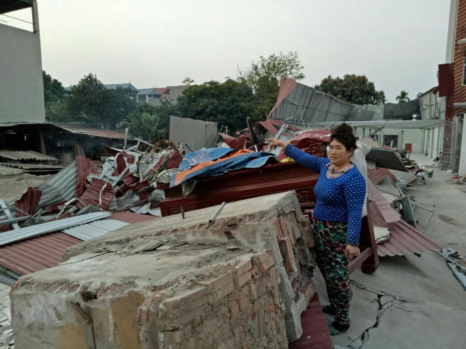 Công trình xây dựng của gia đình bà Ngọc bị UBND xã Liên Ninh cưỡng chế vào ngày 24/1.