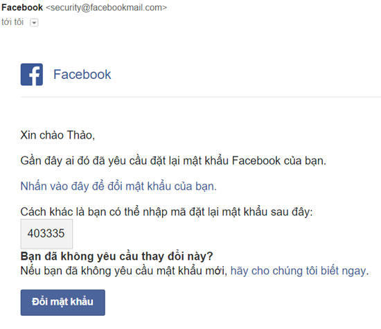 Khôi  phục tài khoản qua email.