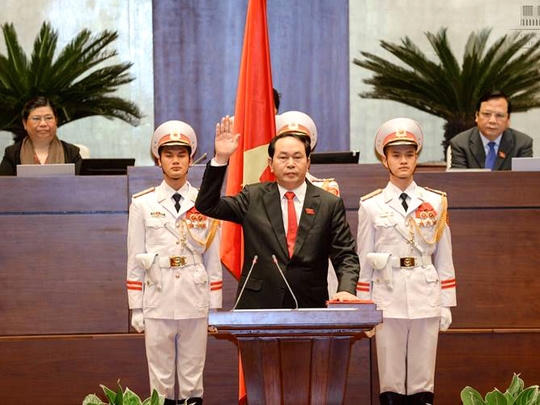 Đại tướng Trần Đại Quang trong lễ tuyên thệ nhậm chức Chủ tịch nước 4 tháng trước.