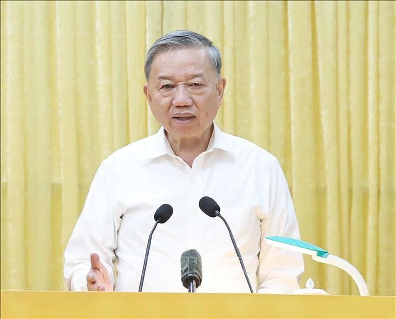Tổng Bí thư Tô Lâm phát biểu kết luận tại buổi làm việc.