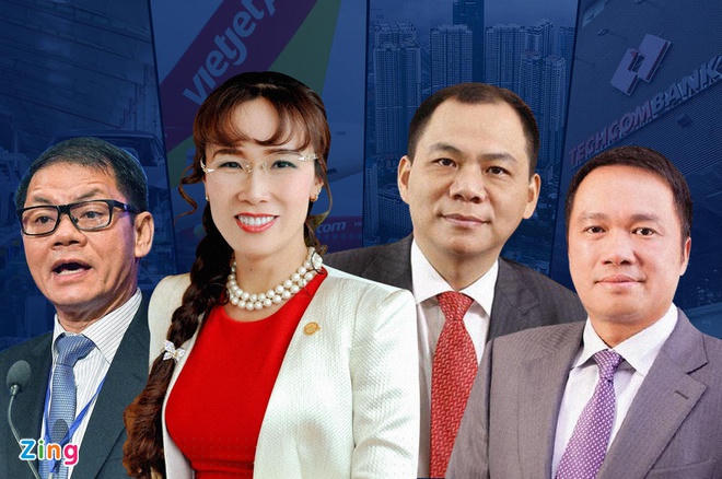 Danh sách tỷ phú Việt Nam năm 2020 công bố vào tháng 4/2020 chỉ có 4 cái tên. Đồ họa: Phan Nhật.