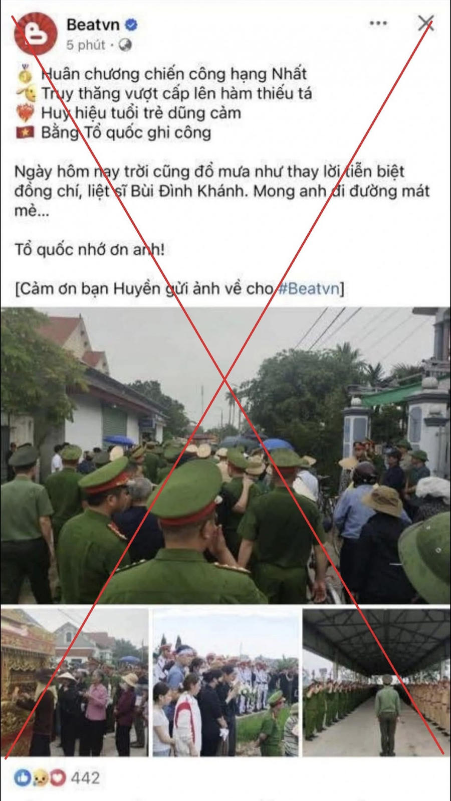 Fanpage Beatvn đã nhầm lẫn tên bị can Bùi Đình Khánh thành liệt sĩ Nguyễn Đăng Khải gây bức xúc dư luận