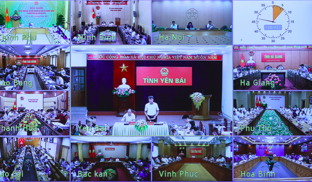 Hội nghị được tổ chức theo hình thức trực tiếp tại Trụ sở Chính phủ, trực tuyến tới điểm cầu 26 tỉnh, thành phố phía Bắc từ Thanh Hóa trở ra. Ảnh: VGP