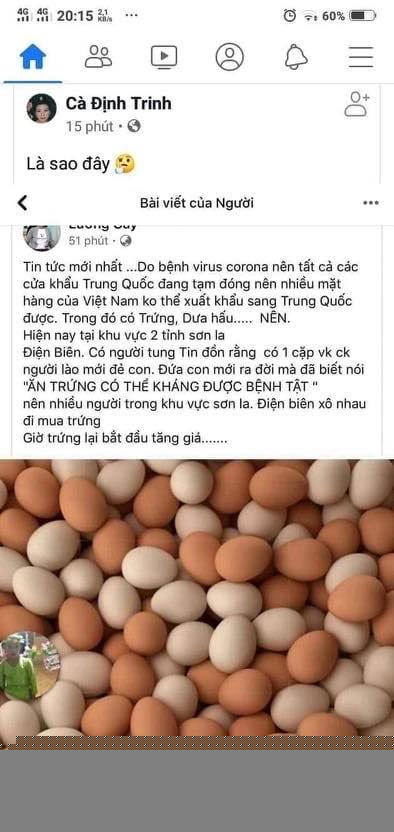 Thông tin được chia sẻ trên mạng.