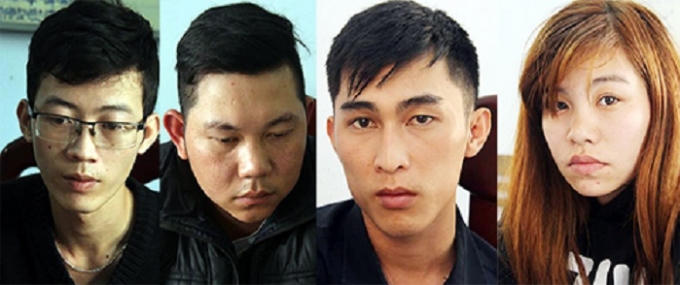 4 trong 5 nghi can bị bắt. (Ảnh: Xuân Ngọc)