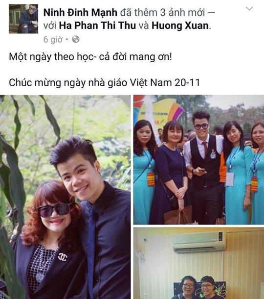 Nam ca sĩ Đinh Mạnh Ninh cũng gửi những lời chúc chân thành của mình đến các thầy cô qua mạng xã hội.