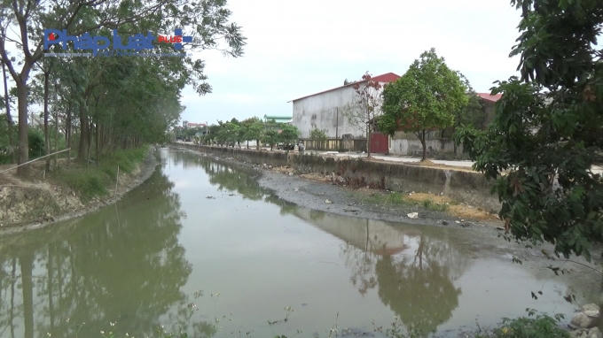 Con sông ô nhiễm chảy qua cánh đồng, được sử dụng cho sản xuất nông nghiệp