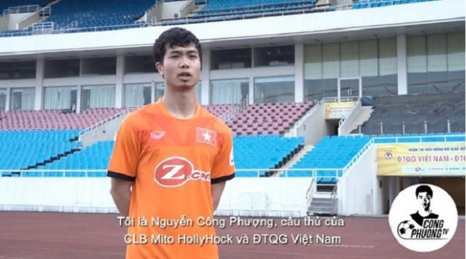 Công Phượng trong clip giới thiệu kênh truyền hình.