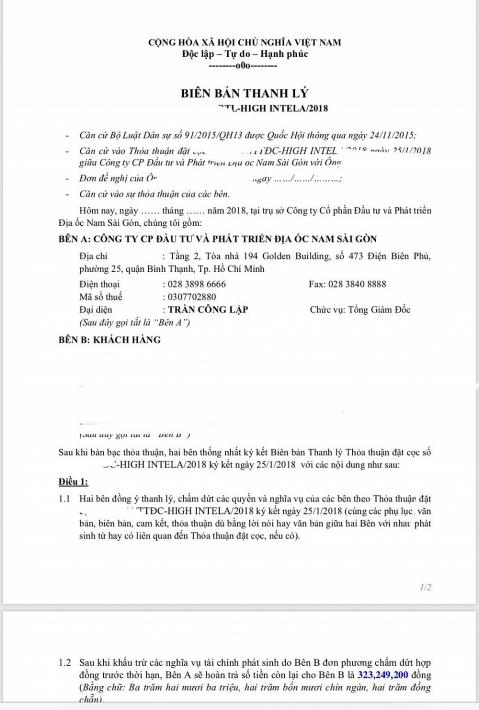 Khách hàng thanh lý hợp đồng lấy lại tiền cọc.