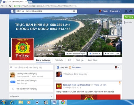 Trang facebook của Cơ quan cảnh sát điều tra Công an tỉnh Khánh Hòa.