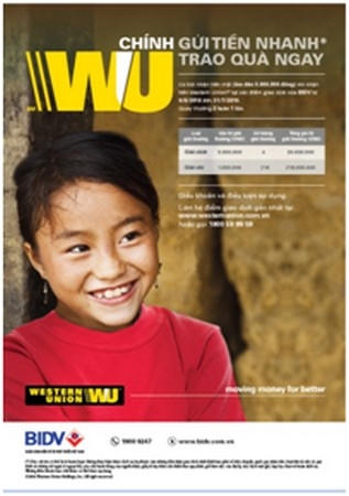 Chương trình khuyến mại dịch vụ nhận tiền Western Union “Kiều hối nhận ngay, trao tay quà tặng”