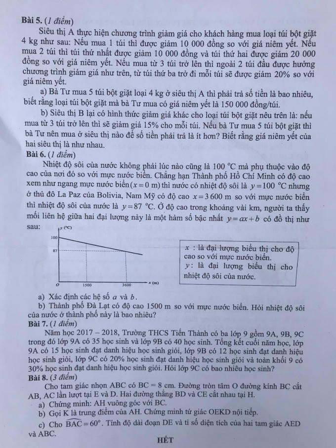 Đề thi môn toán (2)