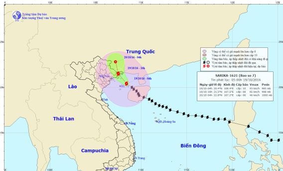 Bão số 7 đang tiến thẳng vào Vịnh Bắc Bộ.