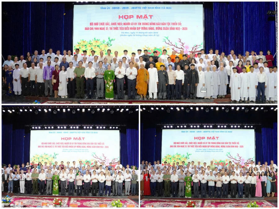 Lãnh đạo Tỉnh ủy, HĐND, UBND, Ủy ban MTTQ Việt Nam tỉnh Cà Mau cùng các đại biểu chụp ảnh lưu niệm.