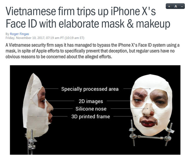 Tin BKAV "đánh lừa" Face ID được đăng tải trên trang Appleinsider.