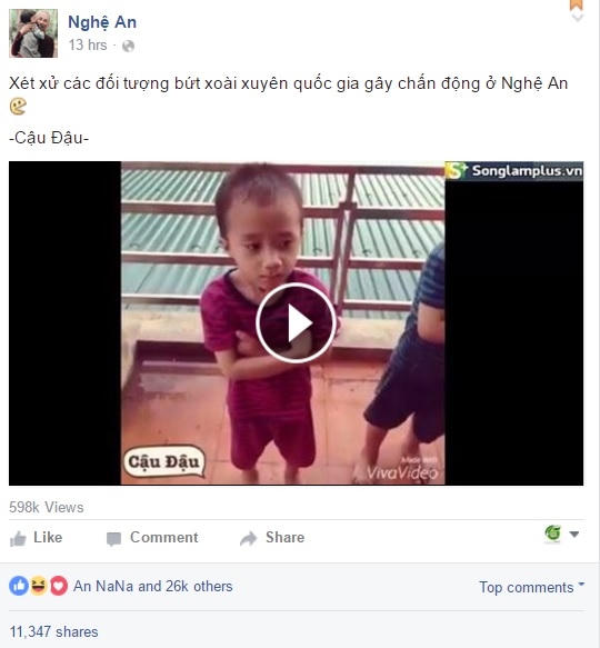 Fanpage chia sẻ clip "xét xử xoài... tặc".