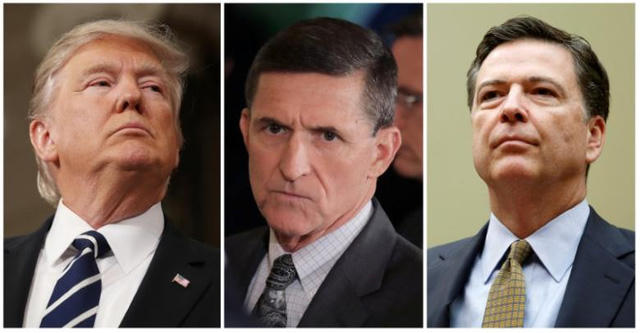 Tổng thống Mỹ Donald Trump (trái), cựu Cố vấn an ninh quốc gia Michael Flynn (giữa) và cựu Giám đốc FBI James Comey. (Ảnh: Reuters)