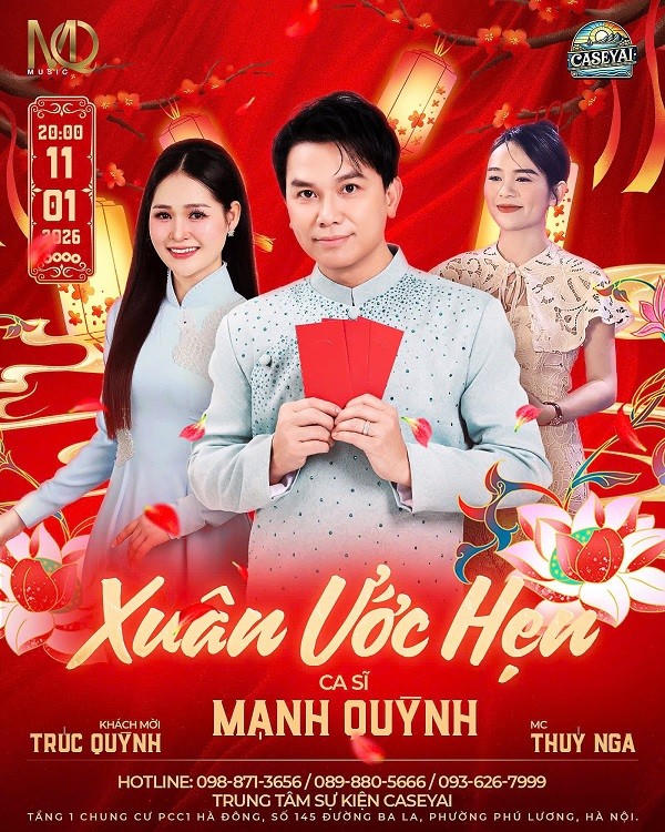 Nhân dịp lưu diễn và giao lưu dịp đầu xuân Bính Ngọ vào 20h30 ngày 11/01/2026, tại Trung tâm Sự kiện Caseyai, Tầng 1 Chung cư PCC1 Hà Đông, số 145 đường Ba La, phường Phú Lương, TP Hà Nội. Ca sĩ Mạnh Quỳnh đã chia sẻ với phóng viên Báo pháp luật Việt Nam.
