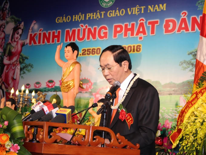 Chủ tịch nước Trần Đại Quang phát biểu tại buổi lễ.