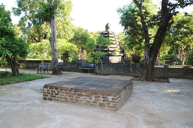 Giếng nước của vua Chămpa (phía trước) và tháp Hội đồng (phía sau).