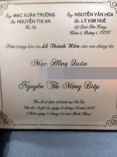 Thiệp mời đã chuẩn bị sẵn sàng.