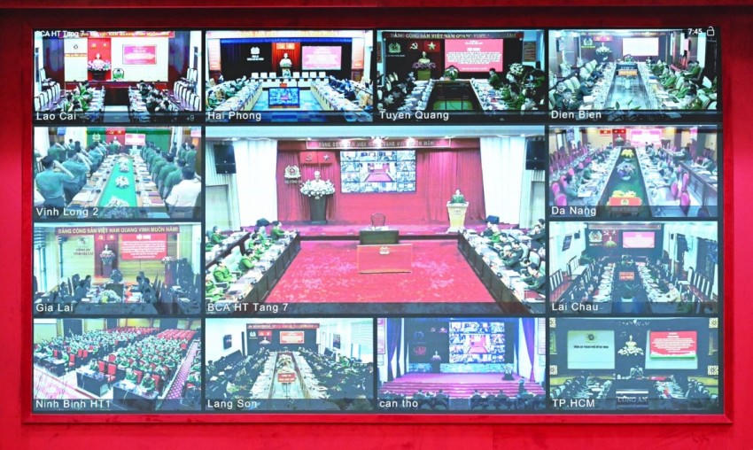 Hội nghị được tổ chức dưới hình thức trực tuyến đến Công an các địa phương.