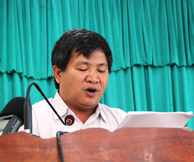 Ông Trần Văn Phúc, Phó giám đốc Sở NN&amp;PTNT Bình Định, Tổ trưởng Tổ thẩm định độc lập, công bố kết quả thẩm định.